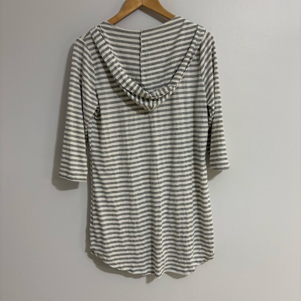 Women's Medium Sandiva Beach Cover Up with Hood Gray Stripe Boho Resort Lounge - Picture 3 of 6